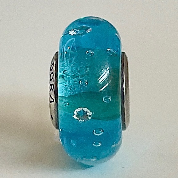 Pandora Blue Effervescence Glass Murano Charm - Picture 1 of 6